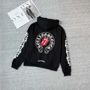 Chrome Hearts Black Hoodie with White and Red Graphics